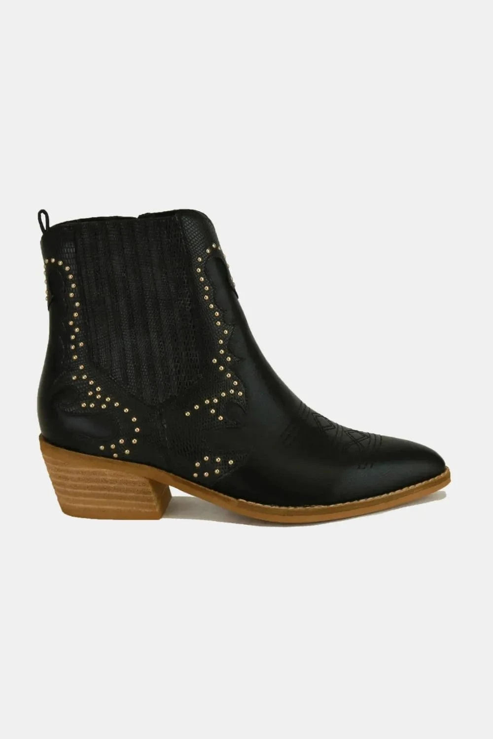 Beast Fashion Studded Detail Point Toe Boots - Fashorio