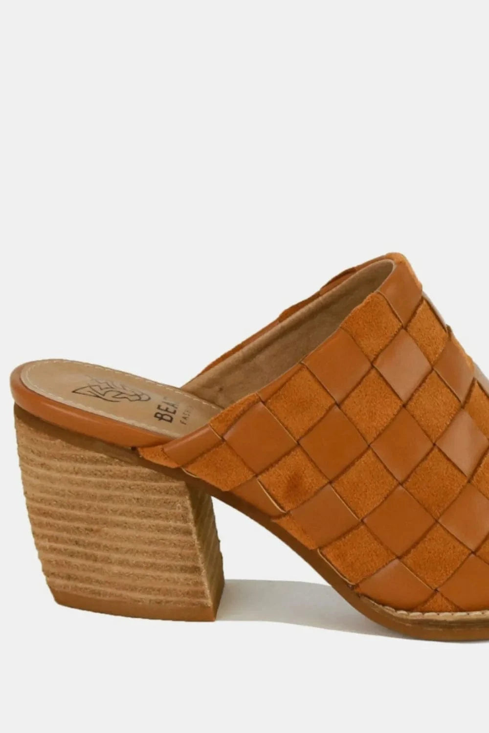 Beast Fashion Woven Checkerboard Block Heel Mule Shoes - Fashorio