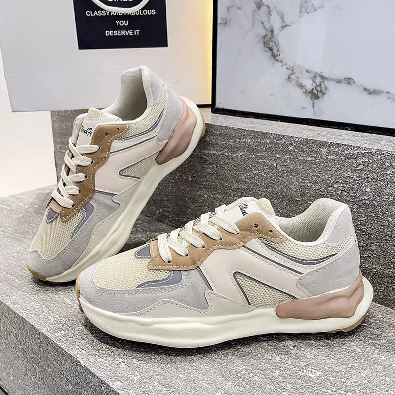 Contrast Platfrom Athletic Beige - Fashorio