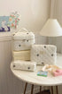 3 Piece Bow Quilted Cloth Storage Bag Set Beige One Size - Fashorio