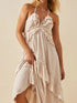 Fashorio Beige / S Ruffled Halter Neck Maxi Dress