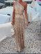 Fashorio Beige / S Sequin One-Shoulder Slit Maxi Dress