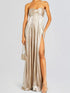 Fashorio Beige / S Split Sweetheart Neck Tube Maxi Dress