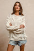 BiBi Faux Fur Detailed Pointelle Cable Knit Sweater - Fashorio