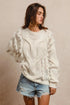 BiBi Faux Fur Detailed Pointelle Cable Knit Sweater - Fashorio