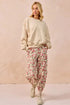 BiBi Floral Printed Twill Drawstring Pants With Elastic Band - Fashorio