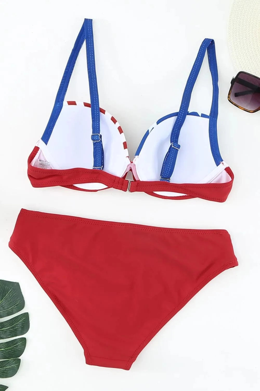 Printed Ruched Bikini Set - Striped Print Moderate Stretch - Fashorio