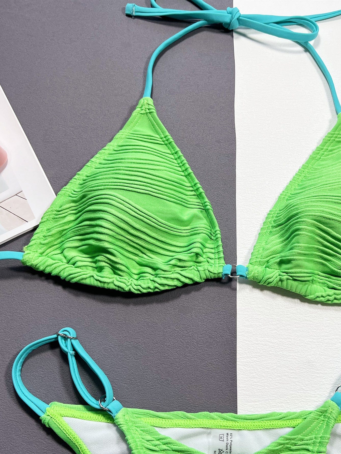 Ribbed Halter Neck Two Piece Bikini Set - Flirty Beachwear - Fashorio