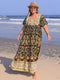 Fashorio Black / 0XL Plus Size Bohemian Floral Tiered Maxi Dress
