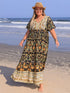 Fashorio Black / 0XL Plus Size Bohemian Floral Tiered Maxi Dress