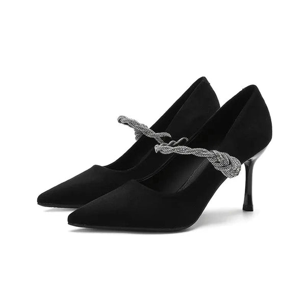 Point Toe Stiletto Pumps Black - Fashorio