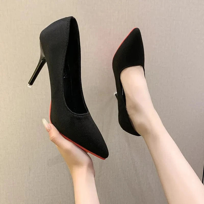 Point Toe Stiletto Pumps Black - Fashorio