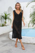Fashorio Black / One Size Angel Wings Openwork Slit V-Neck Sleeveless Cover Up