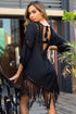 Fashorio Black / One Size Backless Fringe Scoop Neck Cover Up