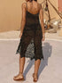 Fashorio Black / One Size Openwork Scoop Neck Spaghetti Strap Cover-Up Dress
