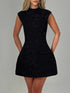 Fashorio Black / S Cutout Back Round Neck Cap Sleeve Mini Dress