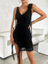 Fashorio Black / S Devine Ruffled V-Neck Sleeveless Mini Dress
