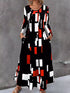 Fashorio Black / S Geometric Print Long Sleeve Maxi Dress