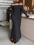 Fashorio Black / S Off-Shoulder Scarf Bodycon Maxi Dress
