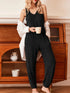 Fashorio Black / S Ribbed Knit V-Neck Tank and Pants Lounge Set