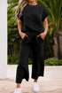 Fashorio Black / S Short Sleeve Top and Pocketed Pants Lounge Set