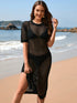 Fashorio Black / S Slit Openwork Round Neck Cover-Up