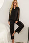 Fashorio Black / S Spliced Lace Lapel Collar Pajama Set