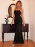 Fashorio Black / XS Sequin Square Neck Maxi Cami Dress