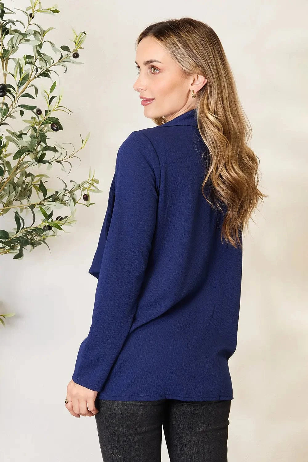 Heimish Full Size Statement Neck Open Front Blazer - Fashorio