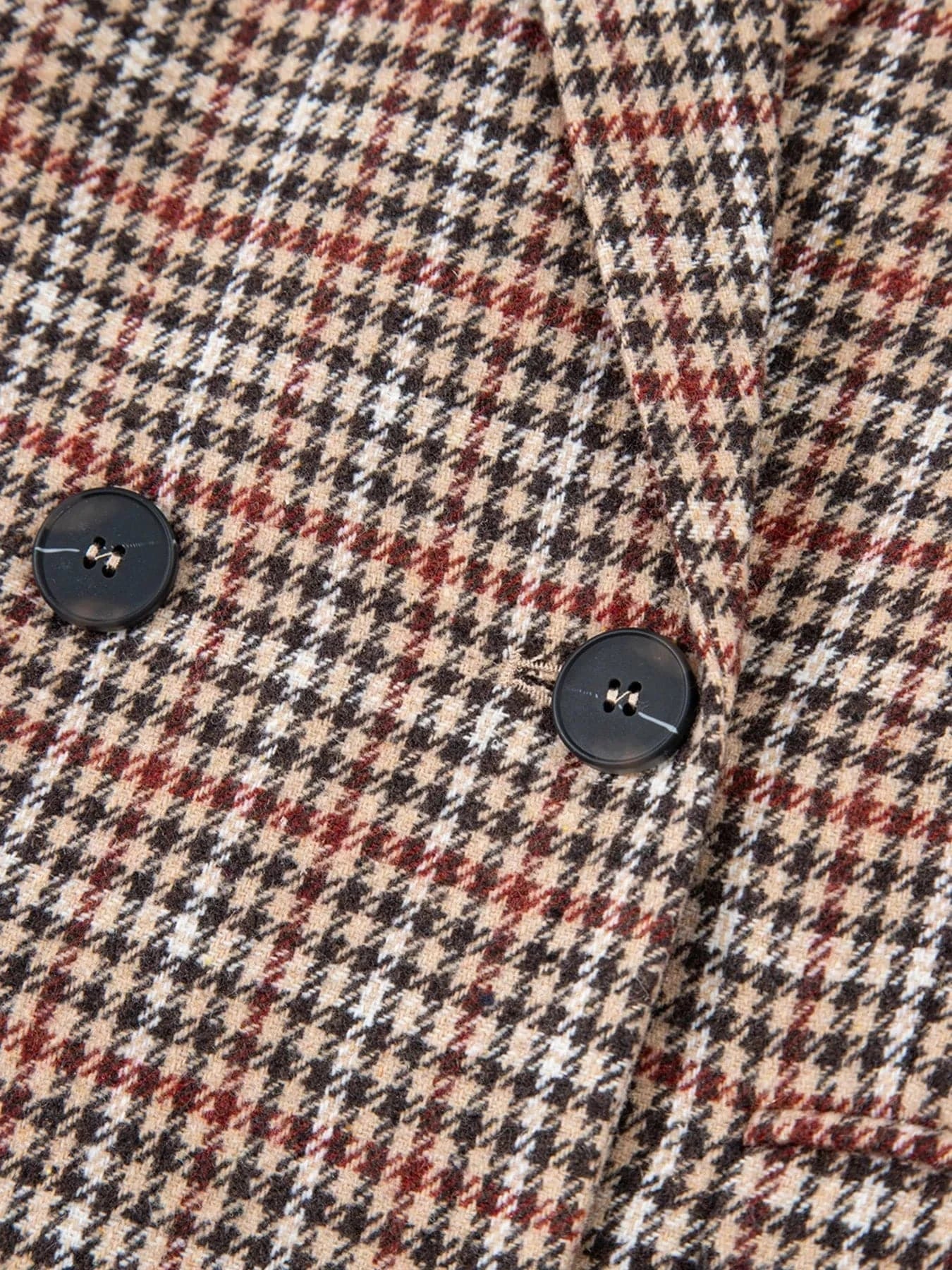 Houndstooth Lapel Collar Blazer - Fashorio