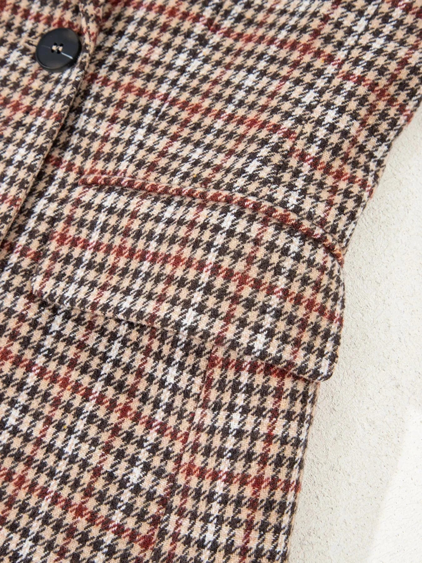 Houndstooth Lapel Collar Blazer - Fashorio