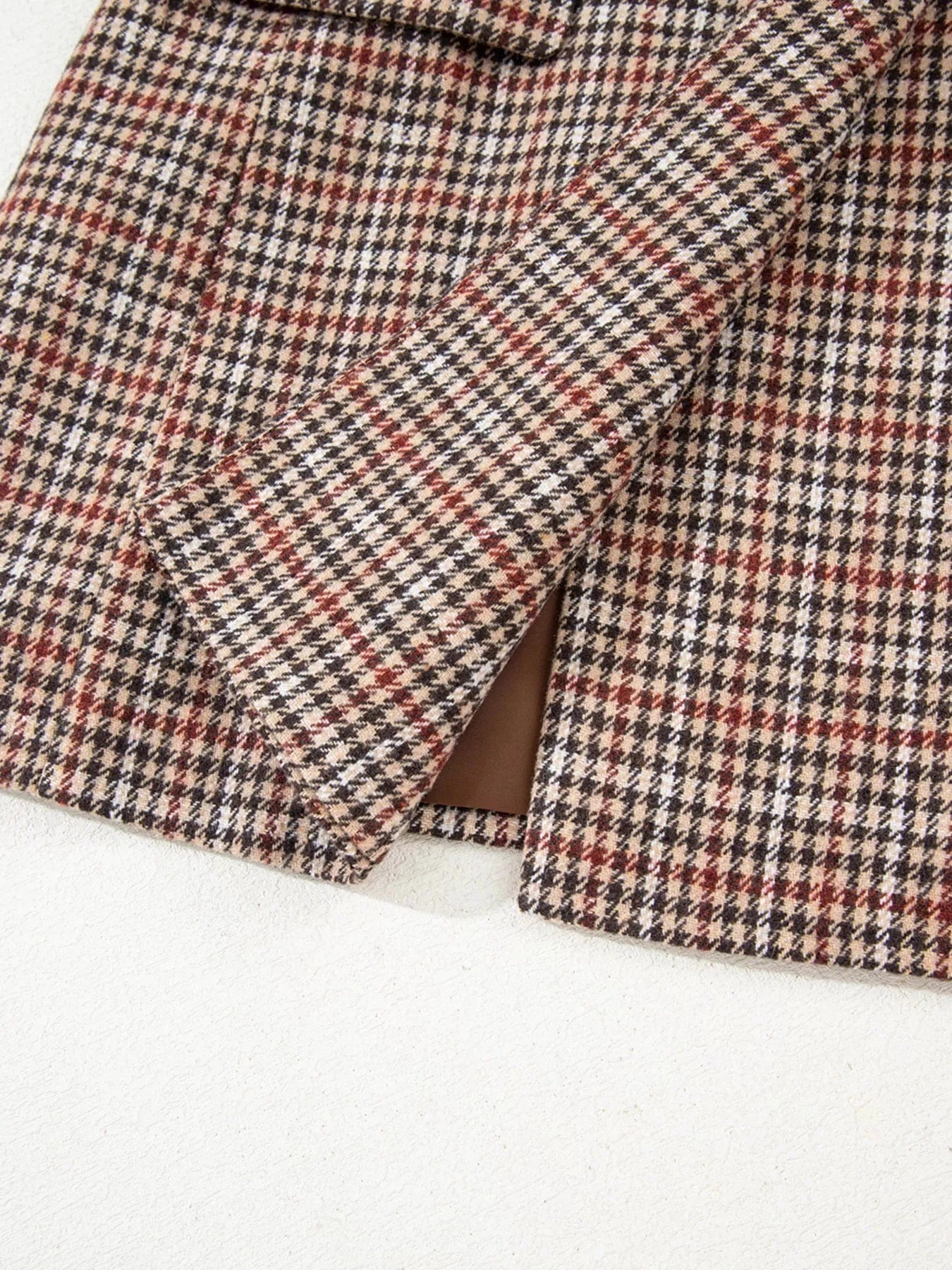 Houndstooth Lapel Collar Blazer - Fashorio
