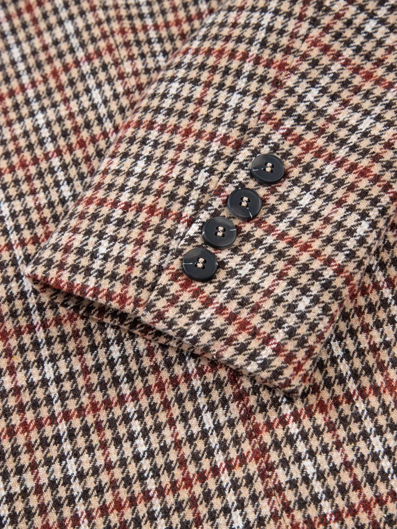 Houndstooth Lapel Collar Blazer - Fashorio