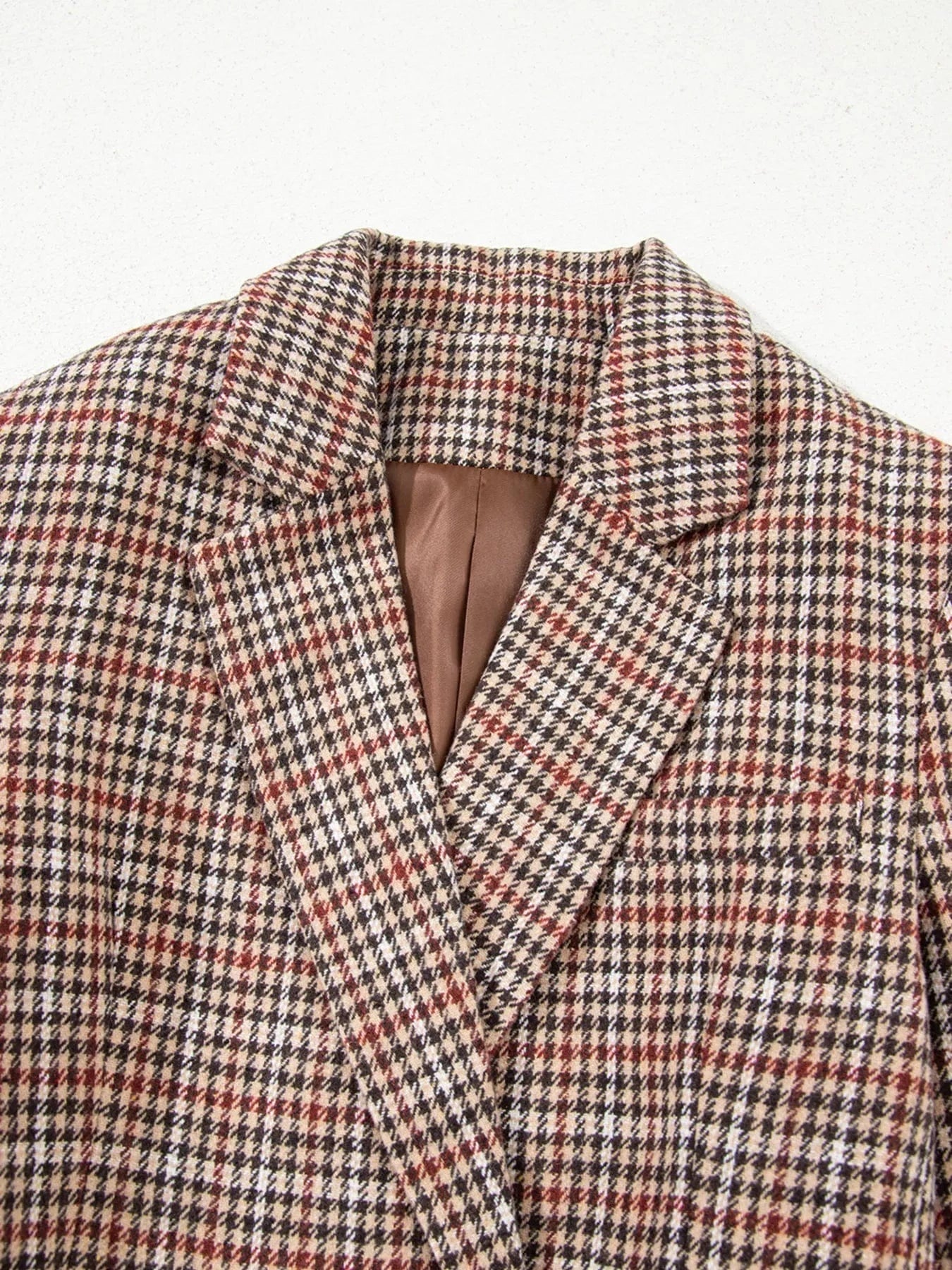 Houndstooth Lapel Collar Blazer - Fashorio