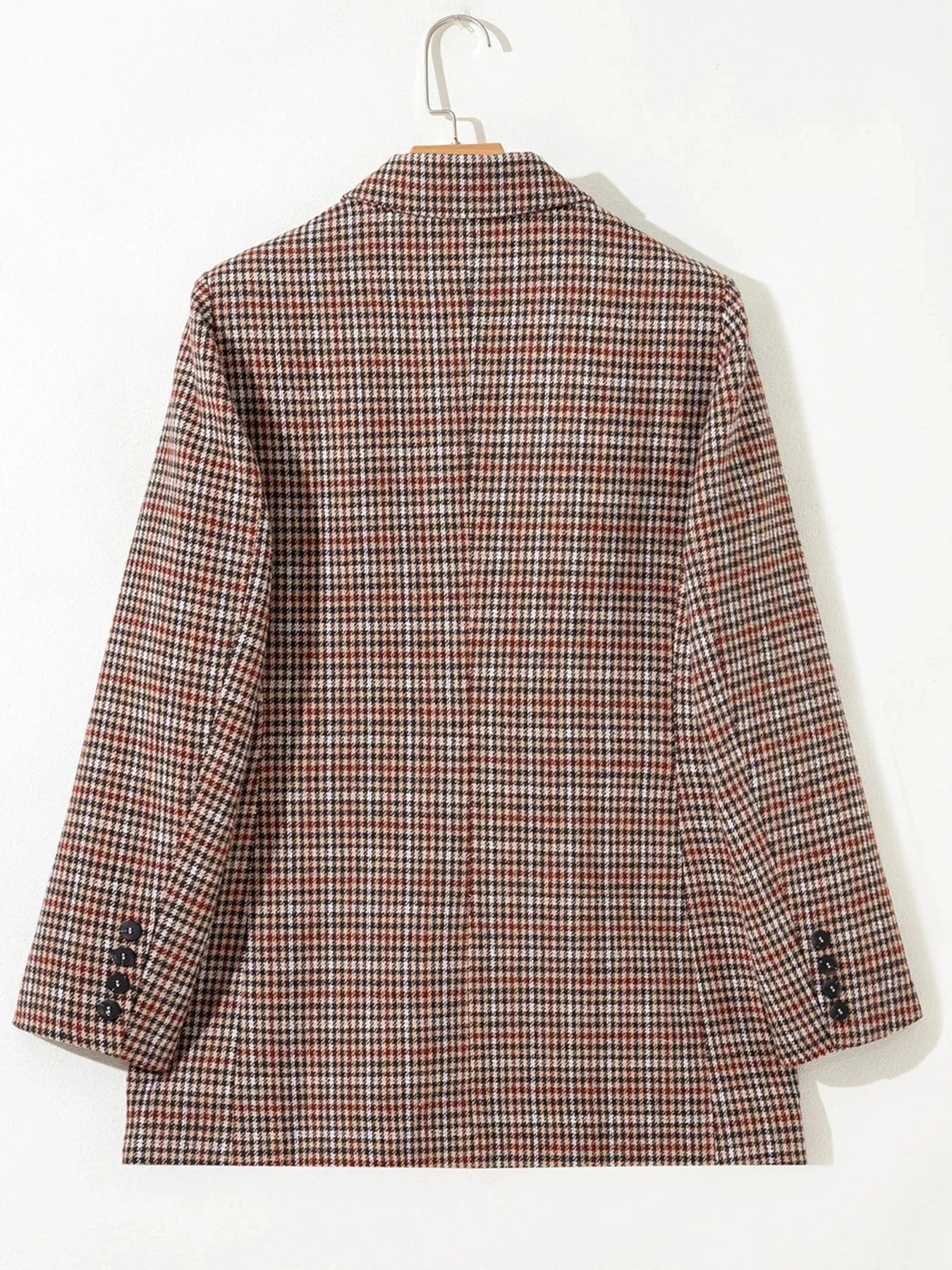 Houndstooth Lapel Collar Blazer - Fashorio