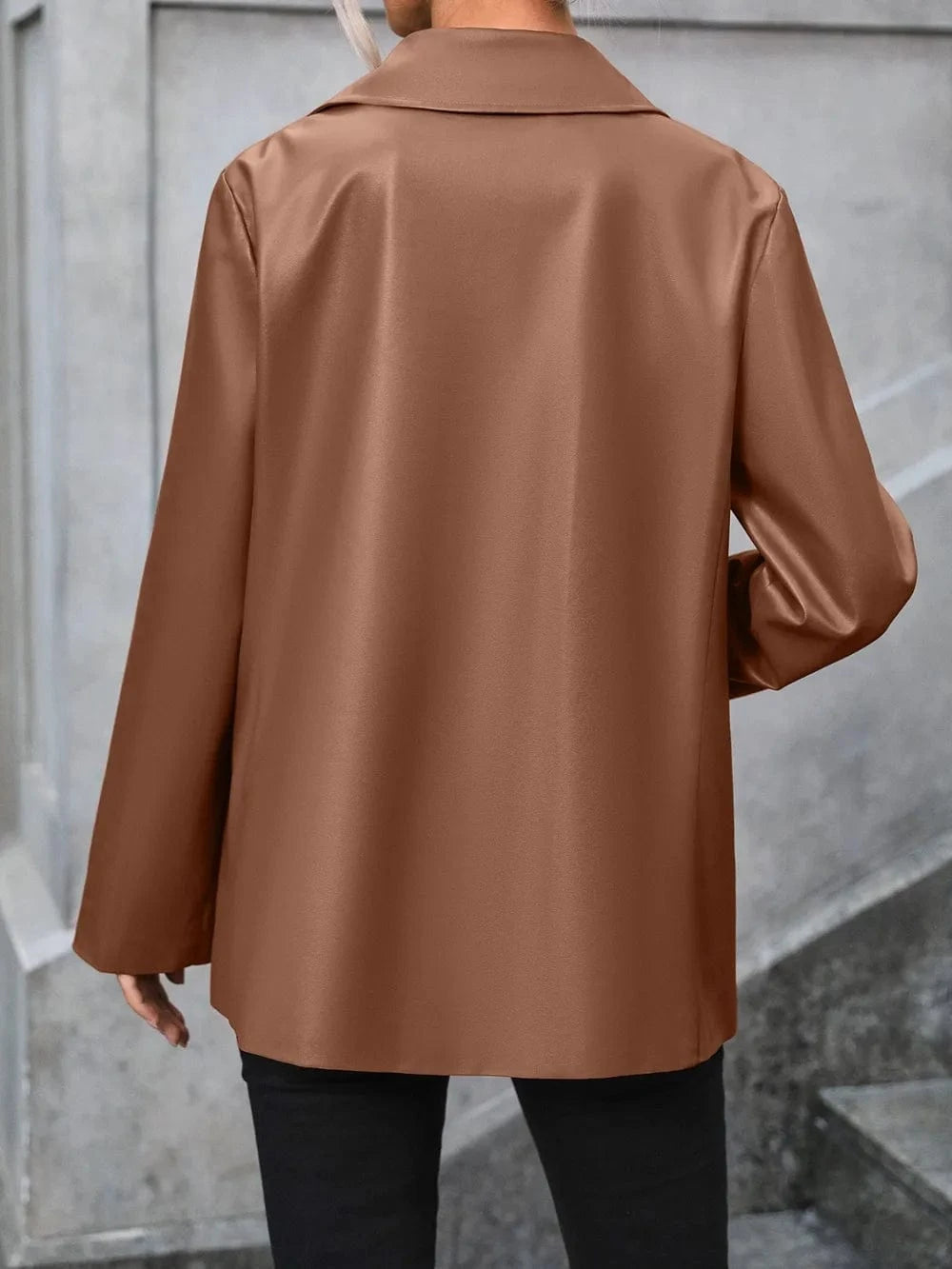 Ivy Lane Pocketed Button Up Collared Neck Blazer - Fashorio