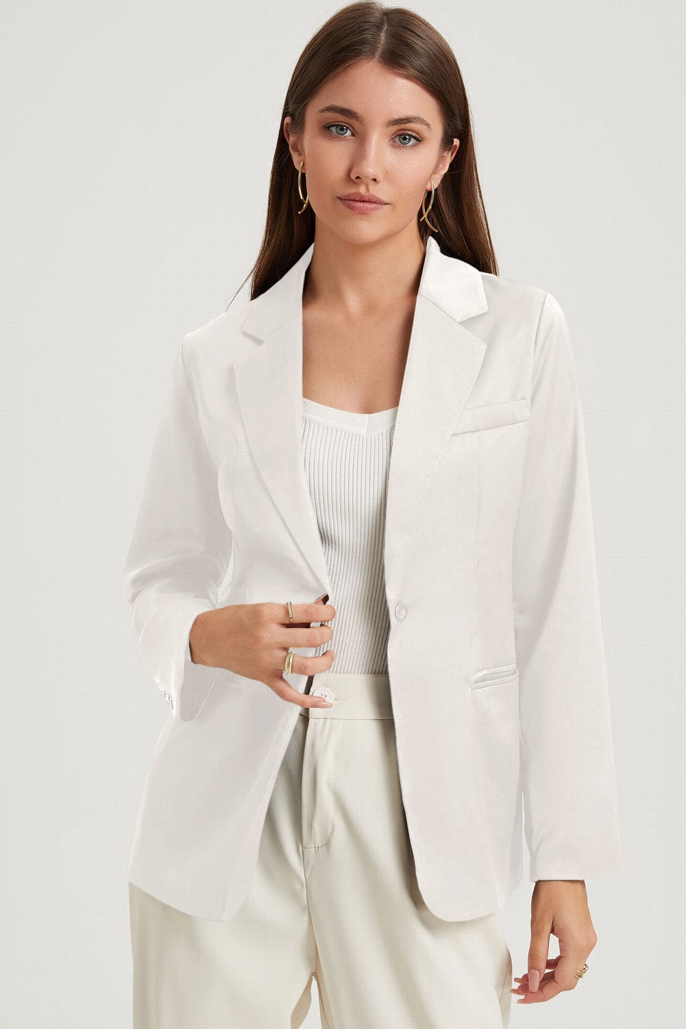 Long Sleeve Lapel Collar Blazer - Fashorio