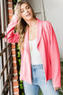 Heimish Open Front Long Sleeve Blazer NEONPINK - Fashorio
