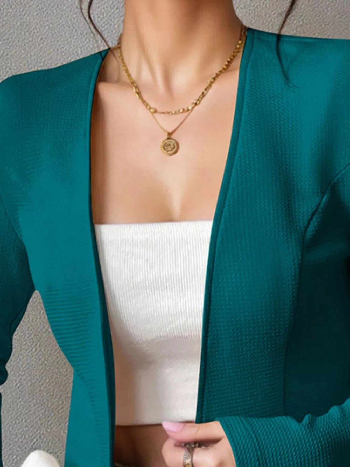 One Button Long Sleeve Blazer - Fashorio