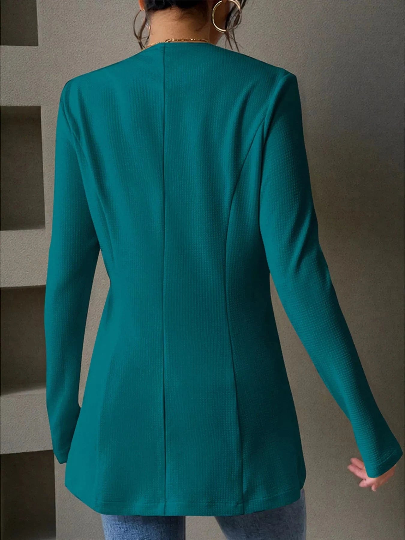 One Button Long Sleeve Blazer - Fashorio