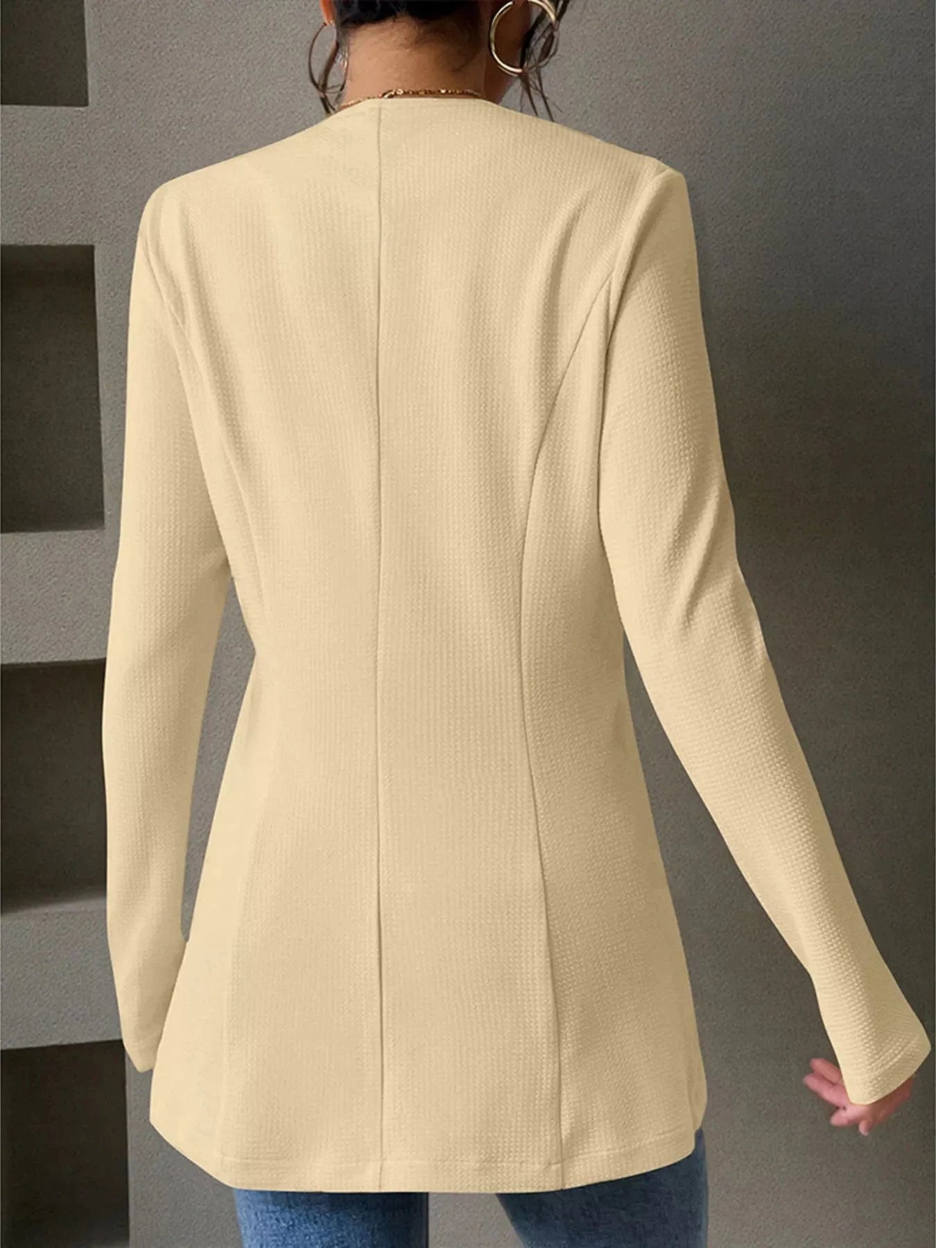One Button Long Sleeve Blazer - Fashorio