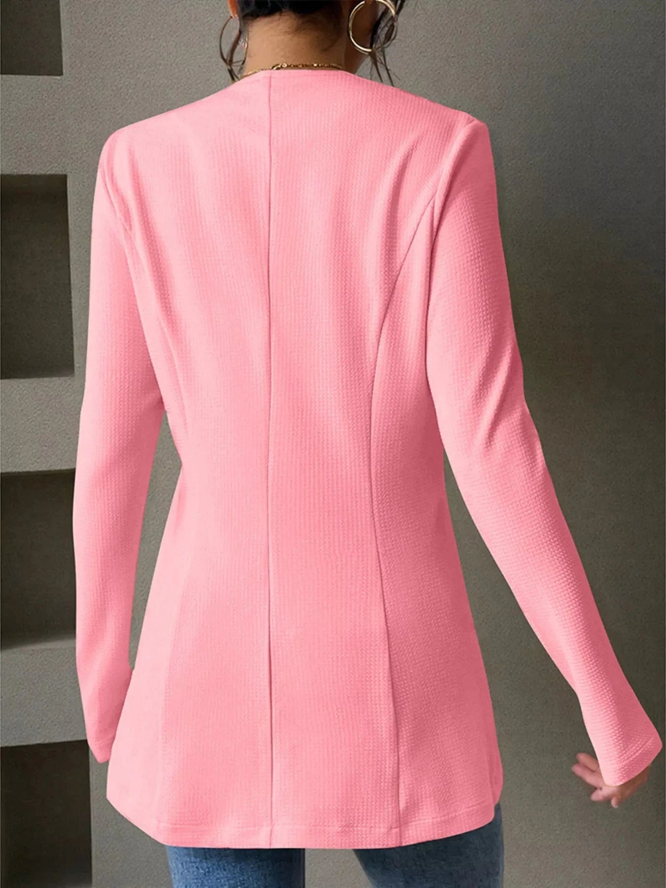 One Button Long Sleeve Blazer - Fashorio