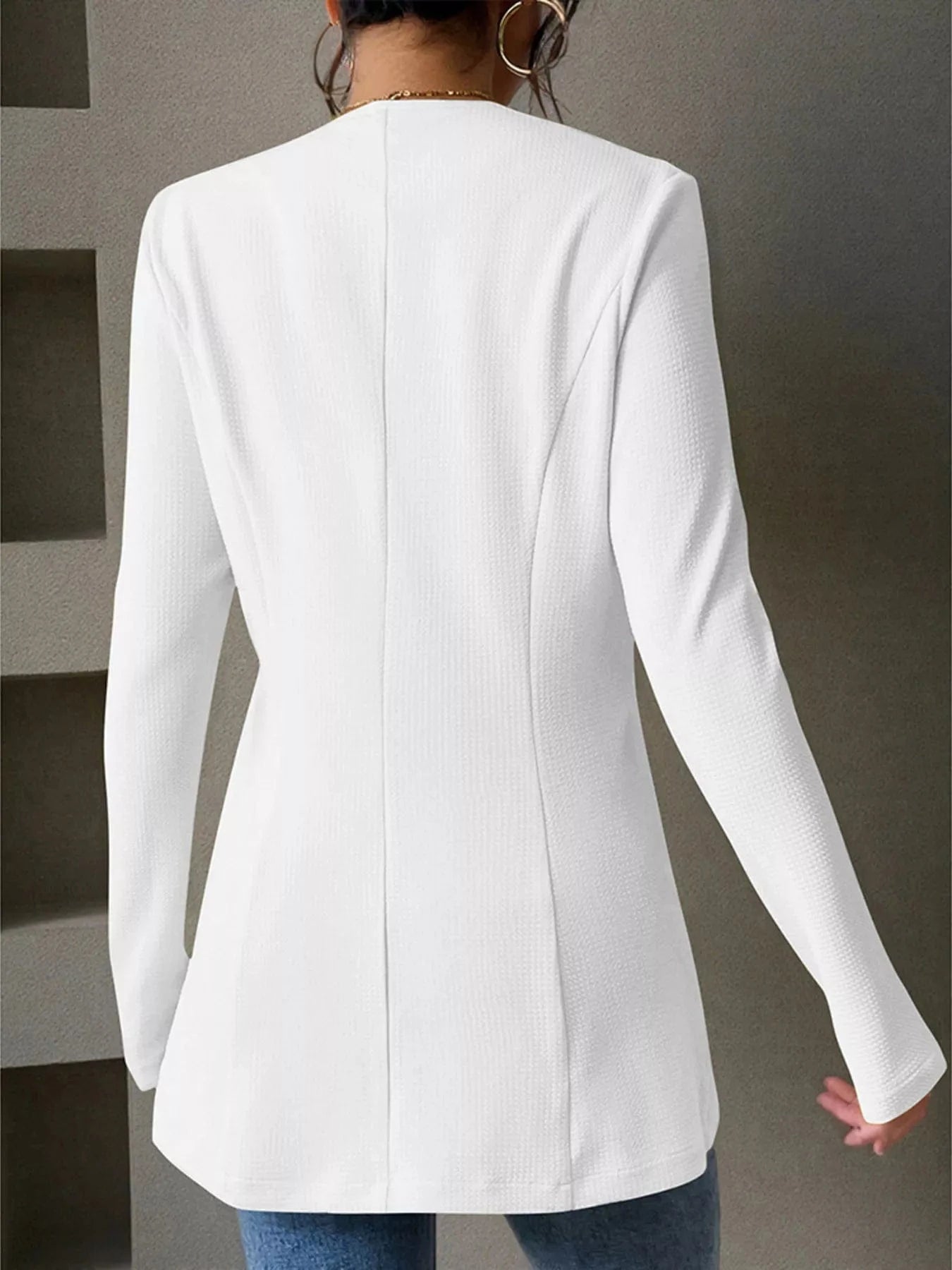 One Button Long Sleeve Blazer - Fashorio