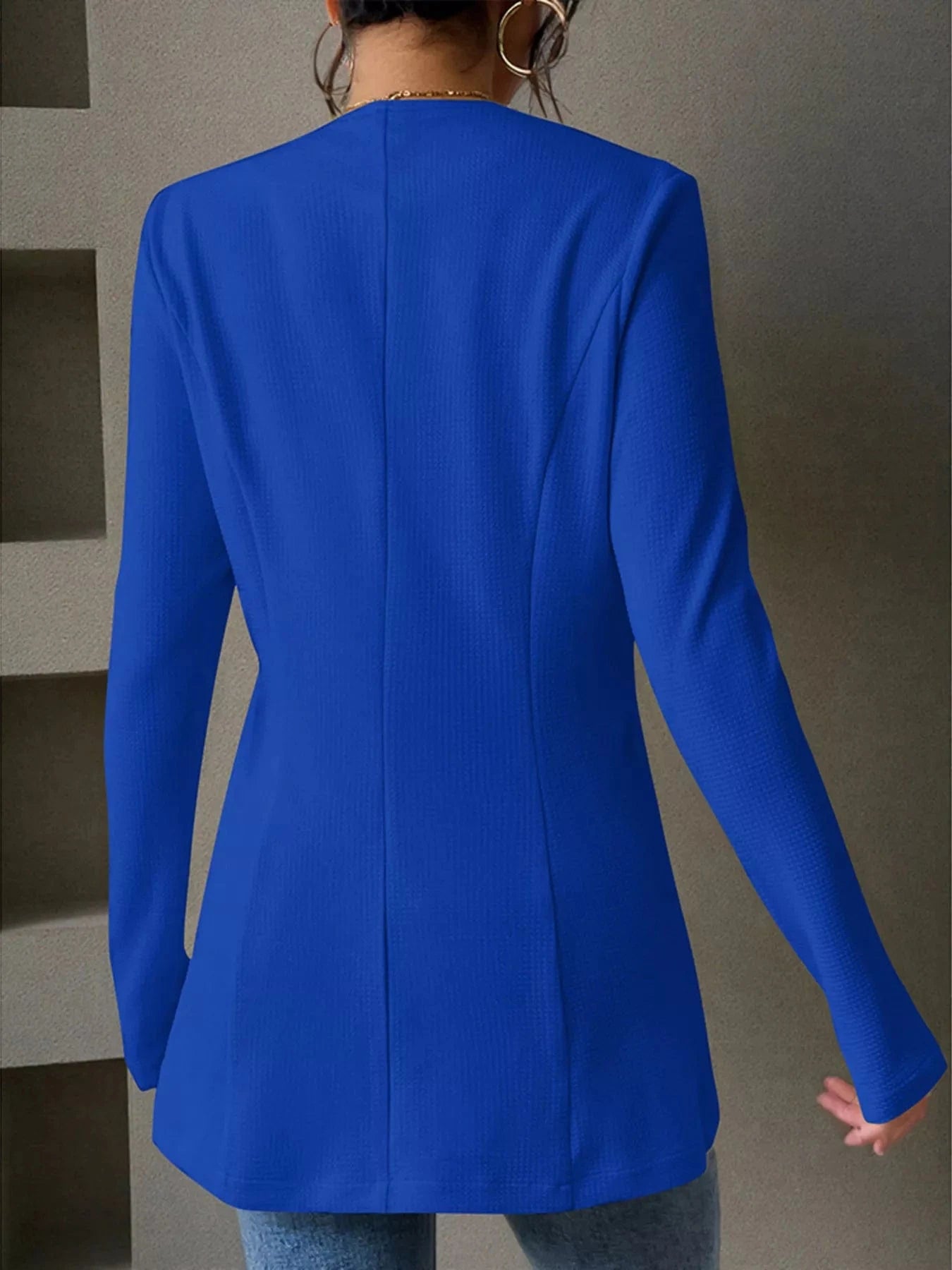 One Button Long Sleeve Blazer - Fashorio