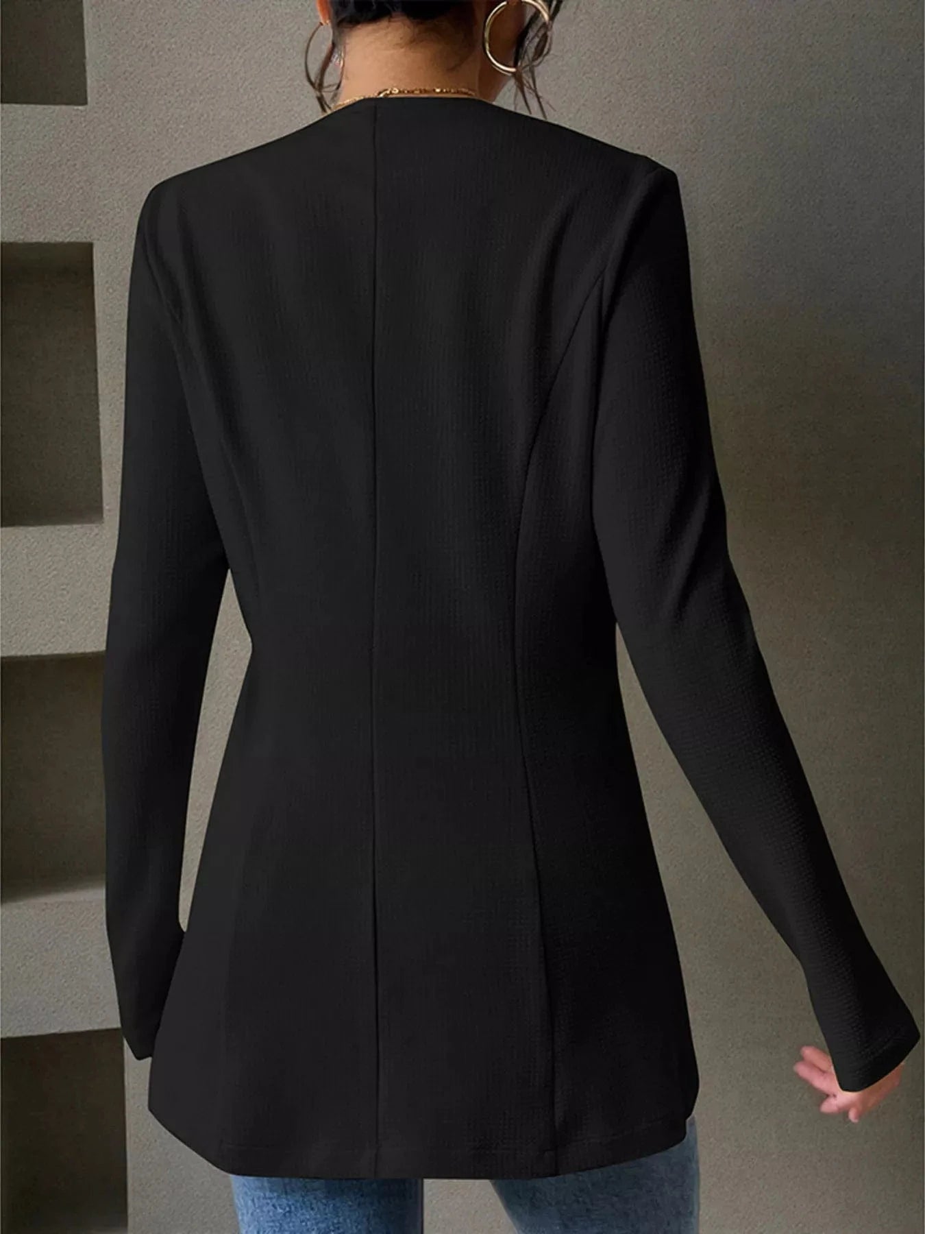 One Button Long Sleeve Blazer - Fashorio