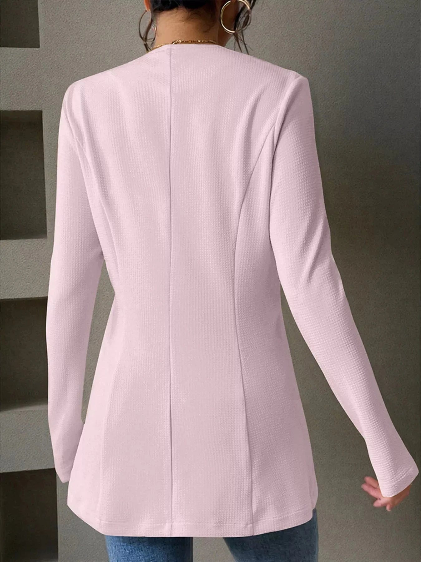 One Button Long Sleeve Blazer - Fashorio