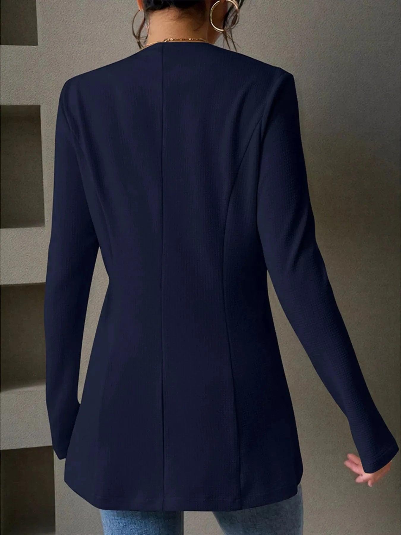 One Button Long Sleeve Blazer - Fashorio
