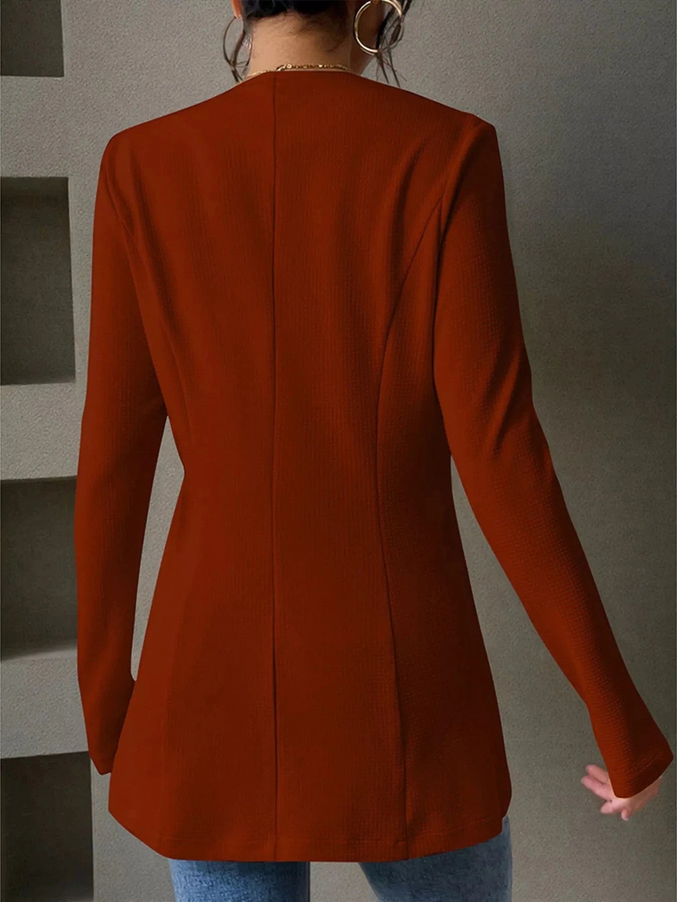 One Button Long Sleeve Blazer - Fashorio