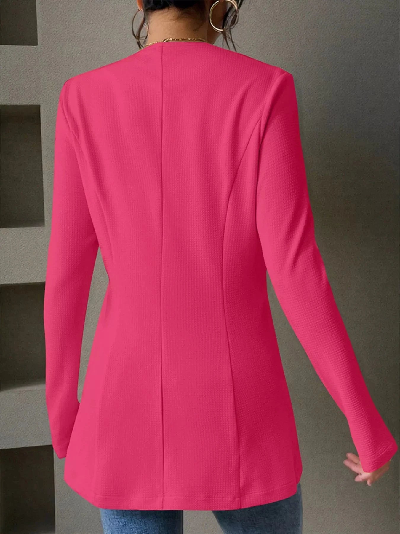 One Button Long Sleeve Blazer - Fashorio