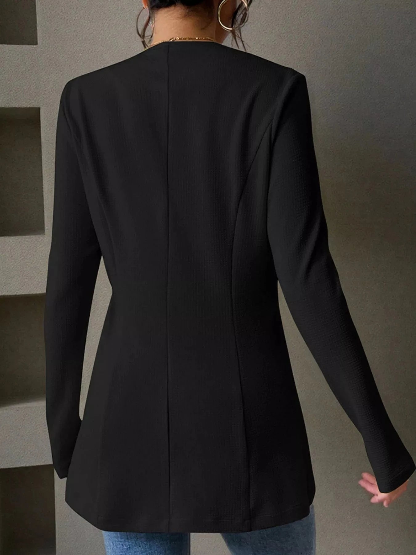 One Button Long Sleeve Blazer - Fashorio